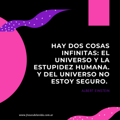Hay dos cosas infinitas: el Universo y la estupidez humana. Y del Universo no estoy seguro. Albert Einstein