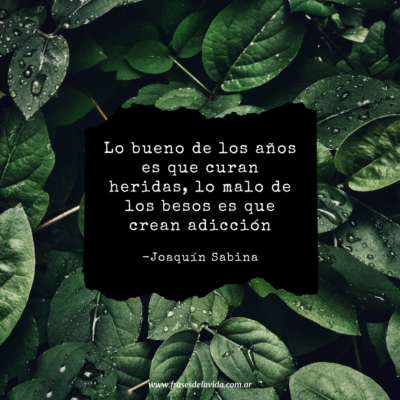 Lo bueno de los años es que curan heridas, lo malo de los besos es que crean adicción.