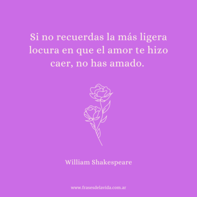 Si no recuerdas la más ligera locura en que el amor te hizo caer, no has amado