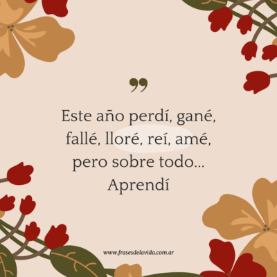 Este año perdí, gané, fallé, lloré, reí, amé, pero sobre todo… Aprendí