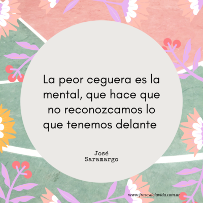 La peor ceguera es la mental, que hace que no reconozcamos lo que tenemos delante