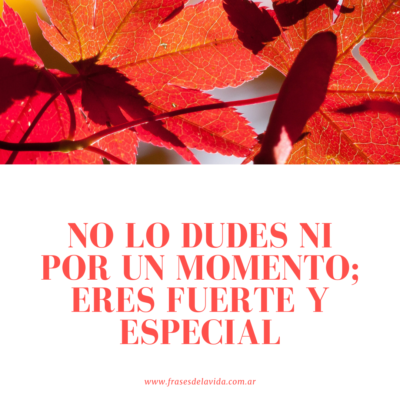 No lo dudes ni por un momento; eres fuerte y especial