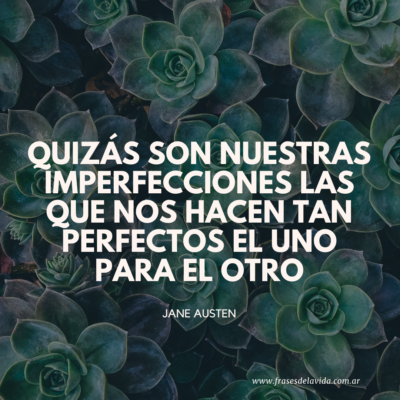 Quizás son nuestras imperfecciones las que nos hacen tan perfectos el uno para el otro