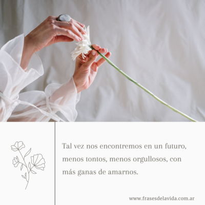 Tal vez nos encontremos en un futuro, menos tontos, menos orgullosos, con más ganas de amarnos