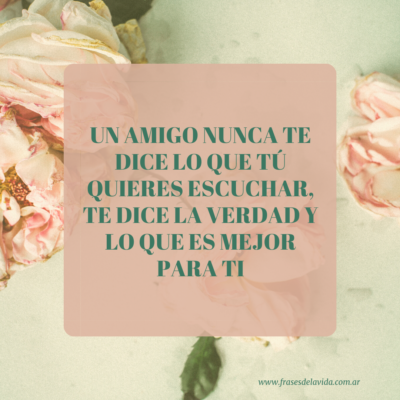 Un amigo nunca te dice lo que tú quieres escuchar, te dice la verdad y lo que es mejor para ti