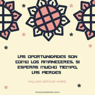 Las oportunidades son como los amaneceres. Si esperas mucho tiempo, las pierdes
