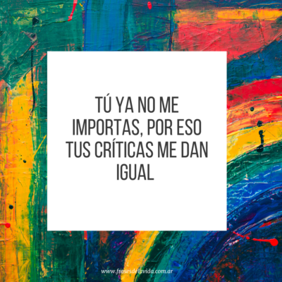 Tú ya no me importas, por eso tus críticas me dan igual