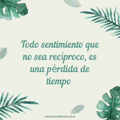 Todo sentimiento que no sea recíproco, es una pérdida de tiempo