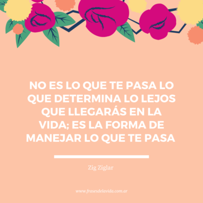 No es lo que te pasa lo que determina lo lejos que llegarás en la vida; es la forma de manejar lo que te pasa