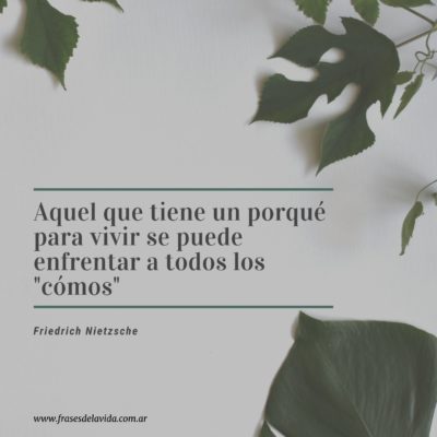 Aquel que tiene un porqué para vivir se puede enfrentar a todos los «cómos»