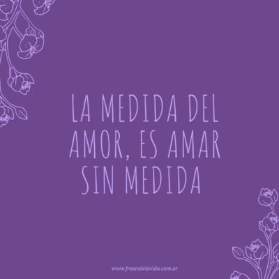 La medida del amor es amar sin medida