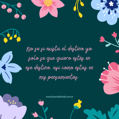 No se si exista el destino yo solo se que quiero estés en ese destino así como estas en mis pensamientos