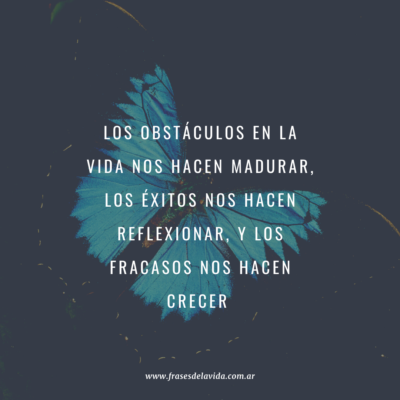 Los obstáculos en la vida nos hacen madurar, los éxitos nos hacen reflexionar, y los fracasos nos hacen crecer.