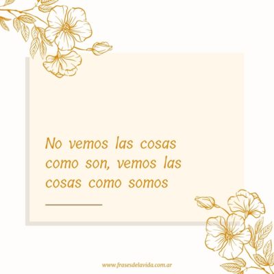 No vemos las cosas como son, vemos las cosas como somos