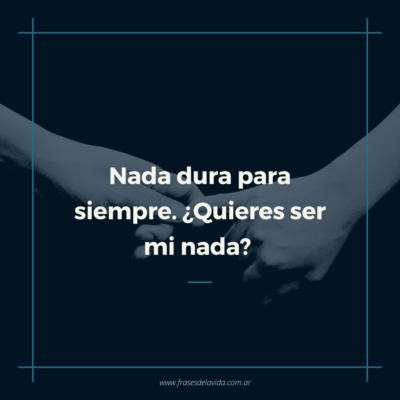 Nada dura para siempre. ¿Quieres ser mi nada?
