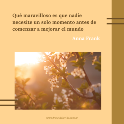Qué maravilloso es que nadie necesite un solo momento antes de comenzar a mejorar el mundo