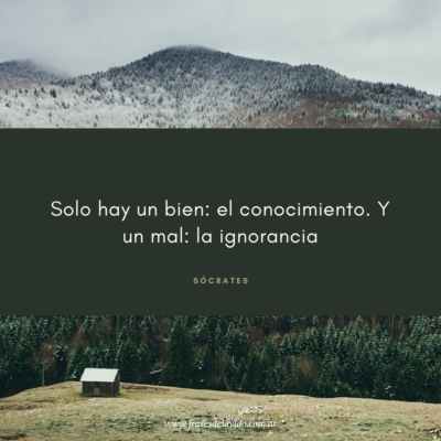 Solo hay un bien: el conocimiento. Y un mal: la ignorancia.-Sócrates.