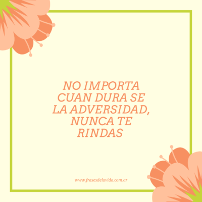 No importa cuan dura se la adversidad, nunca te rindas