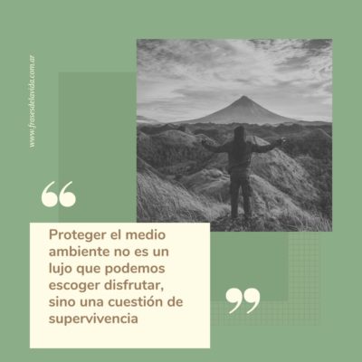 Proteger el medio ambiente no es un lujo que podemos escoger disfrutar, sino una cuestión de supervivencia