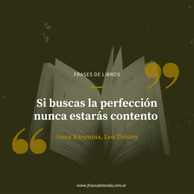 Si buscas la perfección nunca estarás contento (Anna Karenina, Leo Tolstoy) frases de libros
