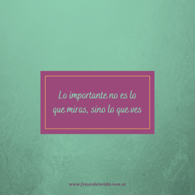 Lo importante no es lo que miras, sino lo que ves