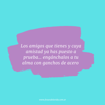 Los amigos que tienes y cuya amistad ya has puesto a prueba… engánchalos a tu alma con ganchos de acero