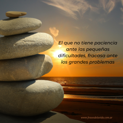 El que no tiene paciencia ante las pequeñas dificultades, fracasa ante los grandes problemas